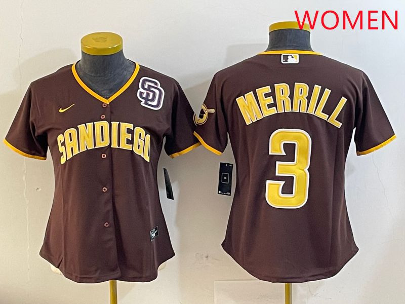 Women San Diego Padres 3 Merrill Brown Game 2025 Nike MLB Jersey style 2